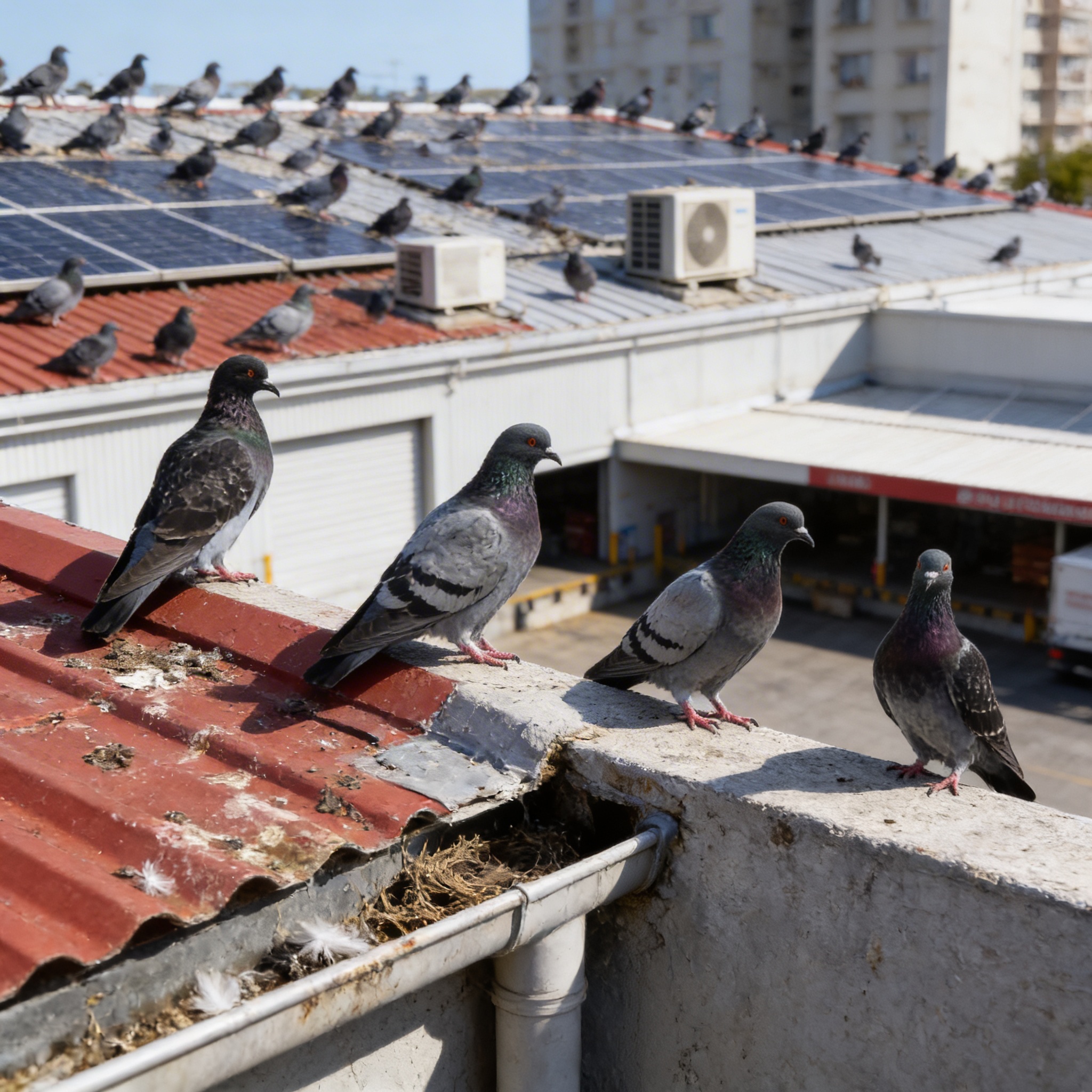 pigeons on roof