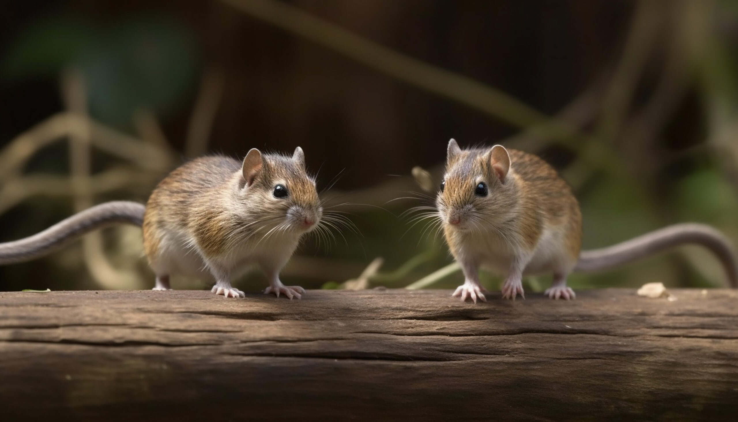 two cute rodents sitting branch outdoors generative ai