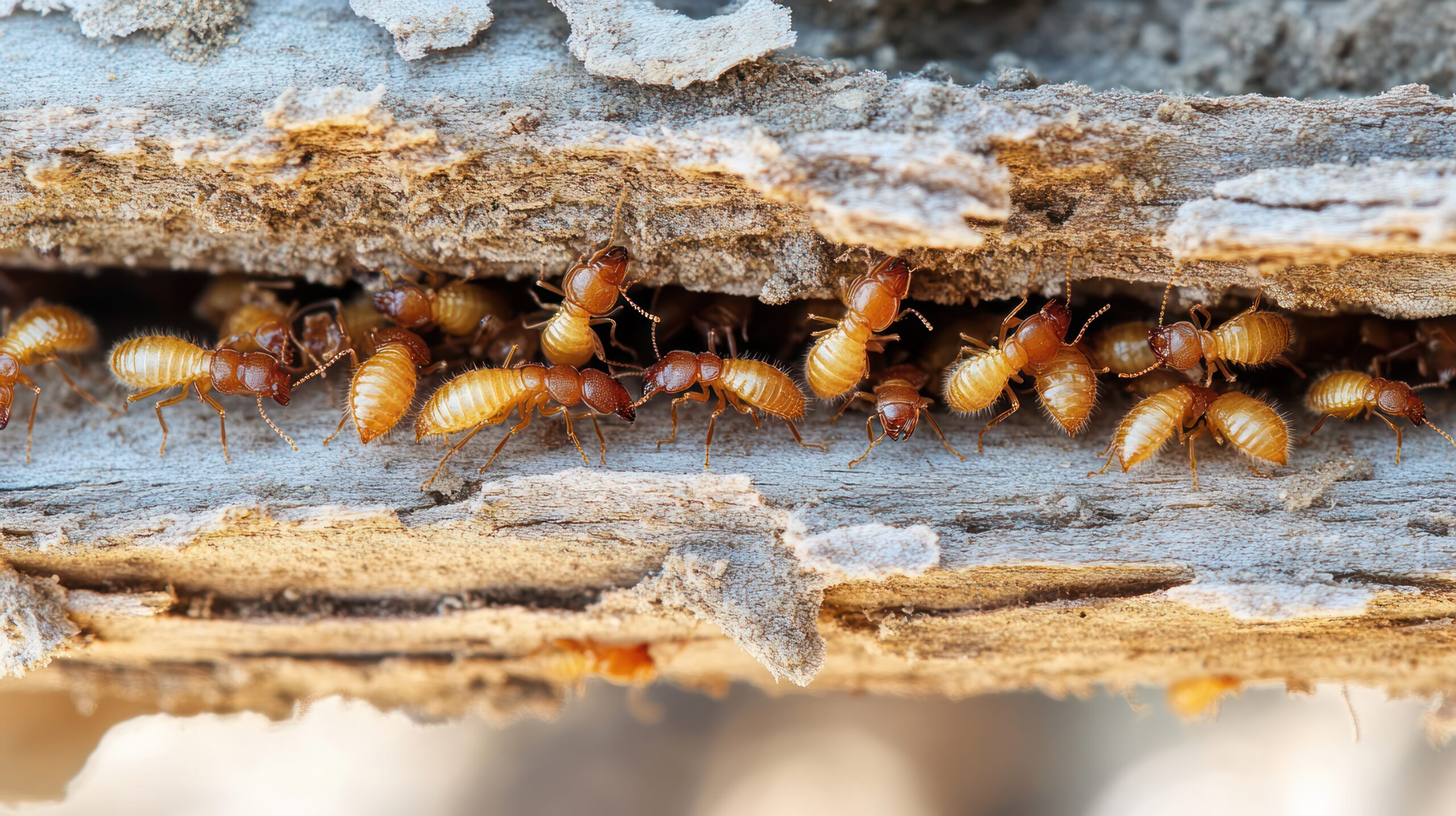 termites swarm damaged wood showcasing their destructive activity